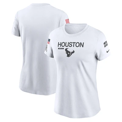 T-shirt Nike Houston Texans 2024 Salute To Service Legend Performance pour femme blanc