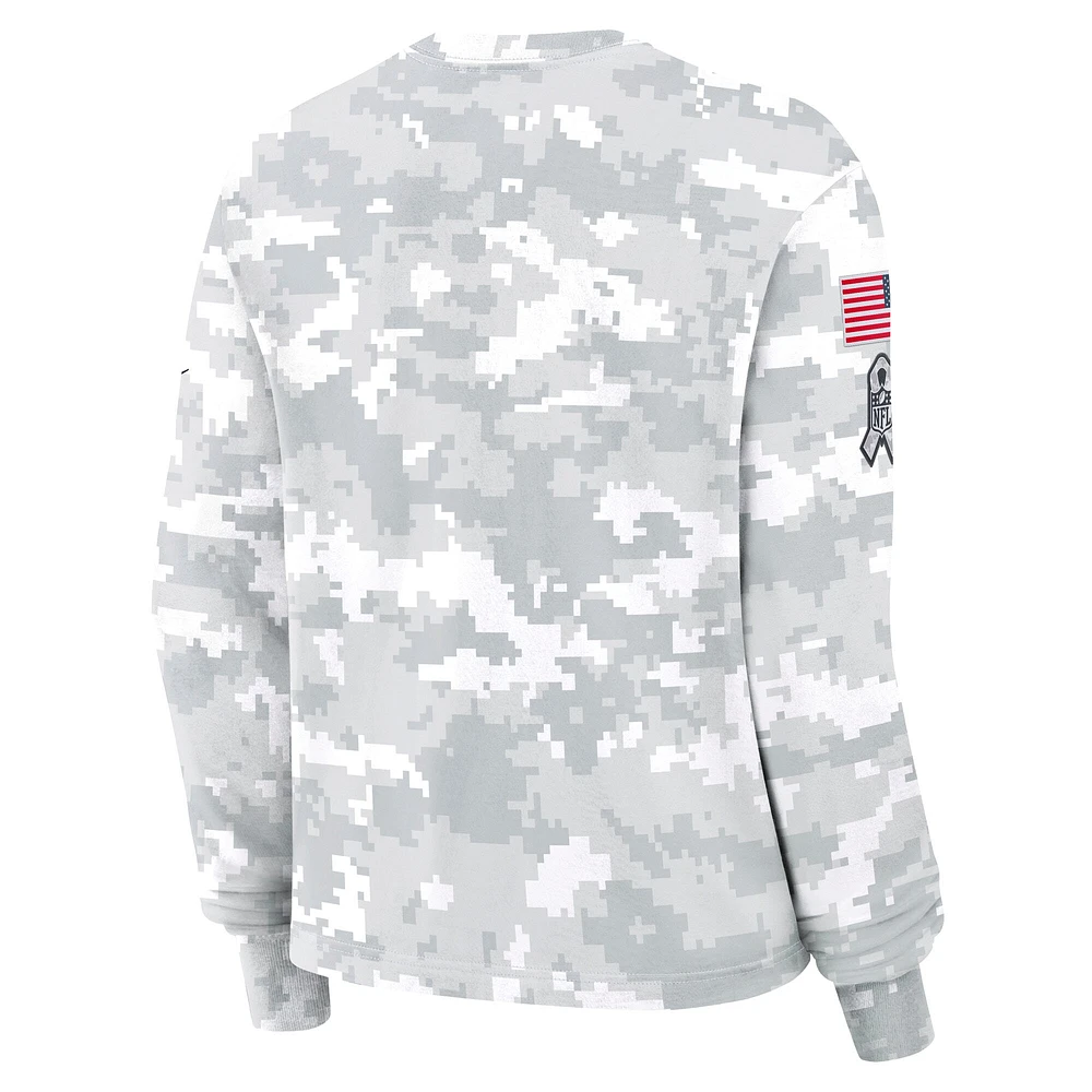 Women's Nike White Houston Texans 2024 Salute To Service Long Sleeve T-Shirt