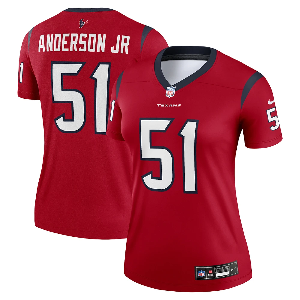 Haut Nike Will Anderson Jr. rouge pour femme des Houston Texans Alternate Legend Player Performance