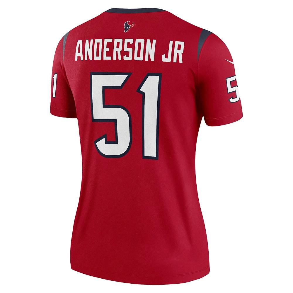 Haut Nike Will Anderson Jr. rouge pour femme des Houston Texans Alternate Legend Player Performance