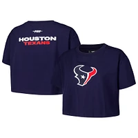 Women's Pro Standard Navy Houston Texans Primary Cropped Boxy T-Shirt