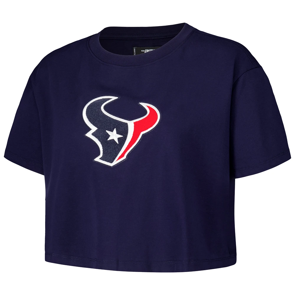 Women's Pro Standard Navy Houston Texans Primary Cropped Boxy T-Shirt