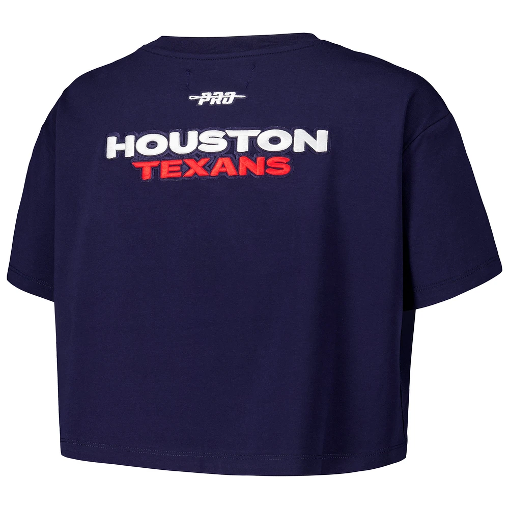 Women's Pro Standard Navy Houston Texans Primary Cropped Boxy T-Shirt