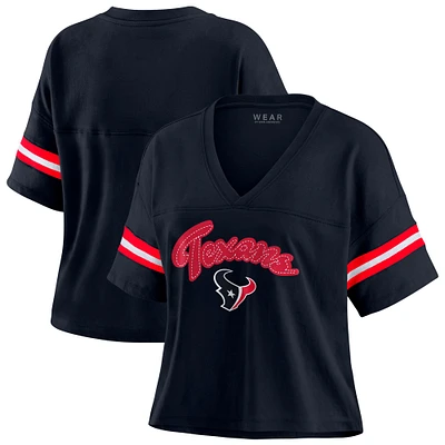T-shirt boxy color block noir/blanc grande taille pour femme WEAR by Erin Andrews des Houston Texans
