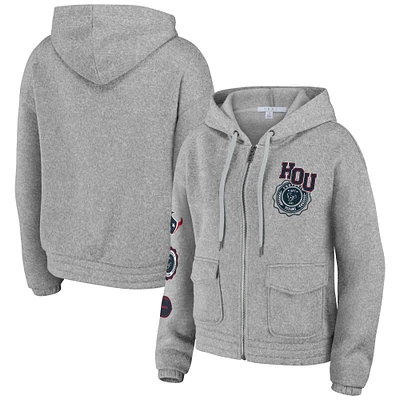 Women's WEAR by Erin Andrews Heather Gray Houston Texans Full-Zip Hoodie