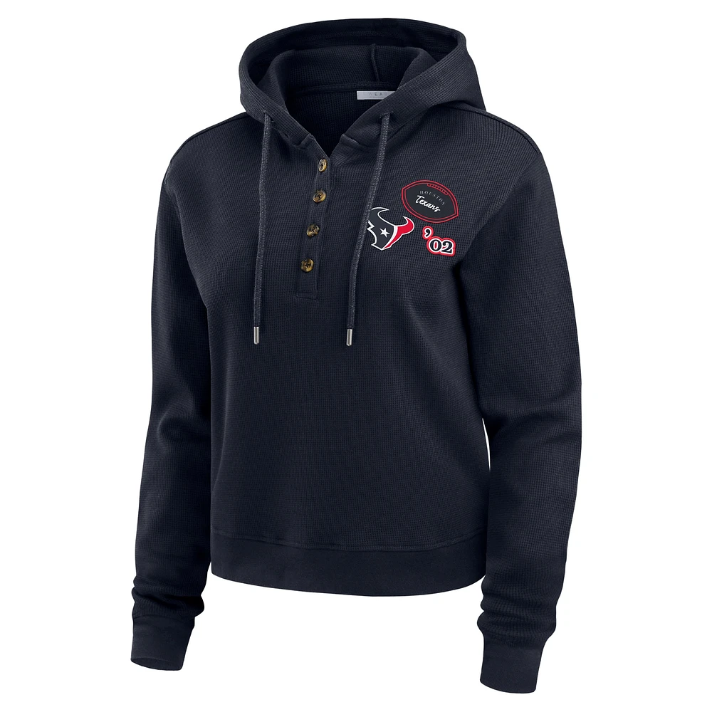 Women's WEAR by Erin Andrews  Navy Houston Texans Plus Waffle Hoodie Pullover Top