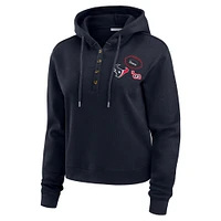 Women's WEAR by Erin Andrews  Navy Houston Texans Waffle Hoodie Pullover Top