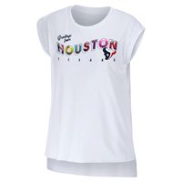 Women's WEAR by Erin Andrews White Houston Texans Greetings From Muscle T-Shirt