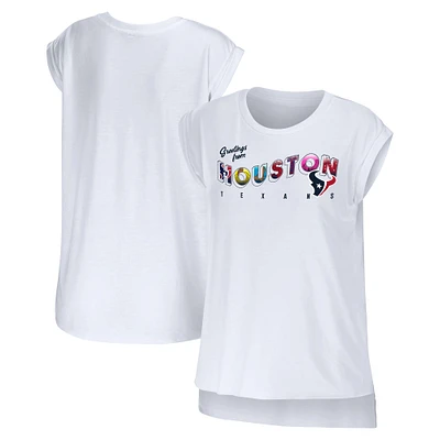 WEAR by Erin Andrews T-shirt blanc Houston Texans Salutations de Muscle pour femmes