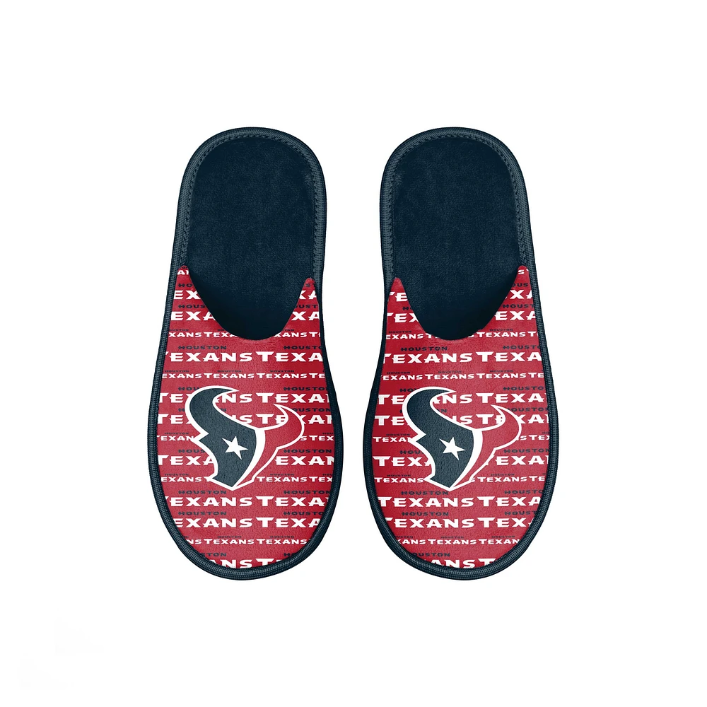 Youth FOCO Houston Texans Scuff Wordmark Slide Slippers