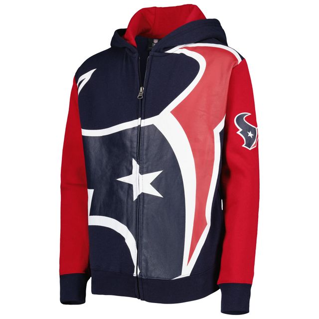 Outerstuff Youth Navy/Red Houston Texans Poster Board Full-Zip Hoodie Size: Large