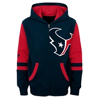 Youth Navy Houston Texans Stadium Color-Block Full-Zip Hoodie