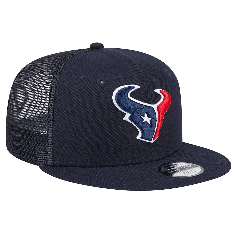 Youth New Era Navy Houston Texans Main Trucker Snapback Hat