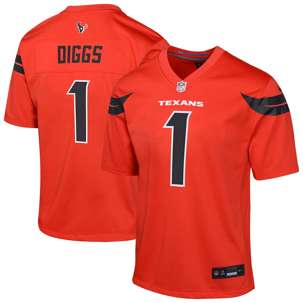 Maillot de jeu joueur remplaçant Nike Stefon Diggs rouge des Houston Texans pour jeunes