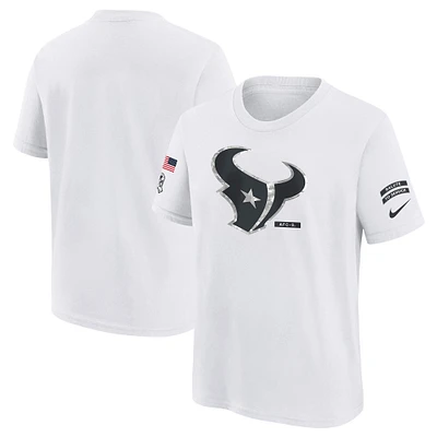 T-shirt Nike blanc pour jeunes Houston Texans 2024 Salute To Service