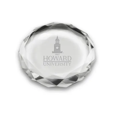Howard Bison 3'' Optic Crystal Faceted Paperweight