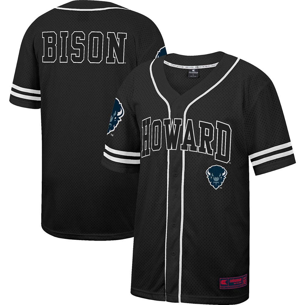 Maillot de baseball boutonné en maille Free Spirited Howard Bison pour hommes, noir, Colosseum