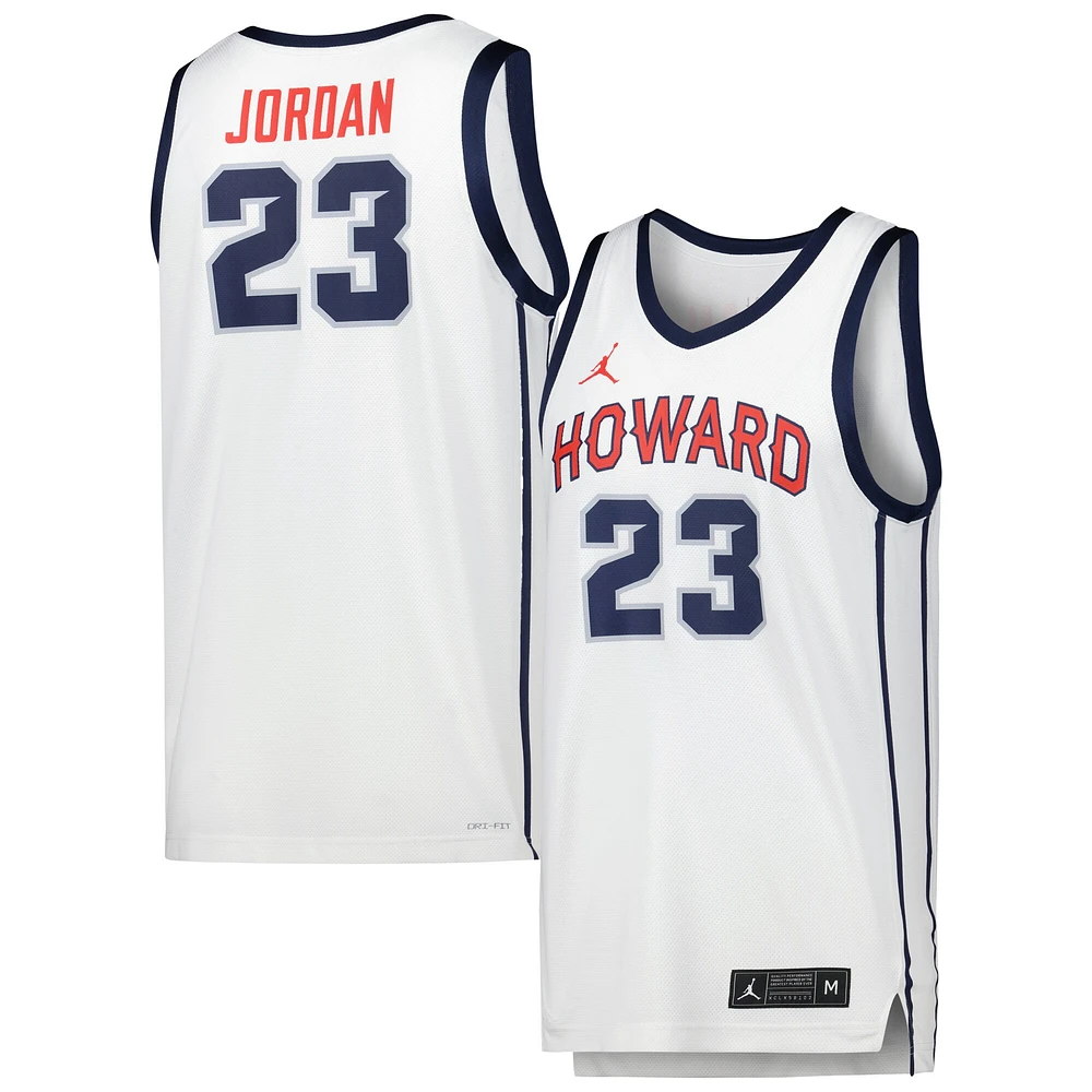 Jordan Brand Michael pour homme Blanc Howard Bison Réplique Maillot de basket-ball