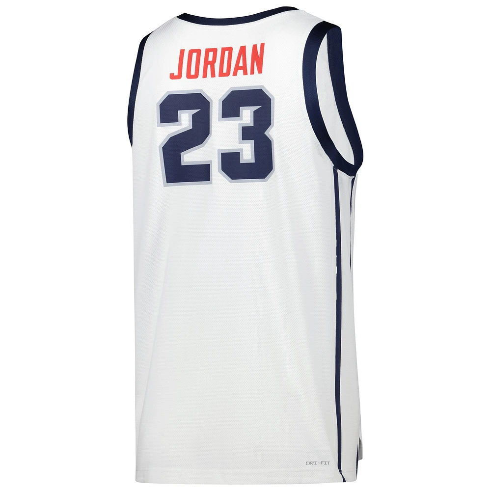 Jordan Brand Michael pour homme Blanc Howard Bison Réplique Maillot de basket-ball