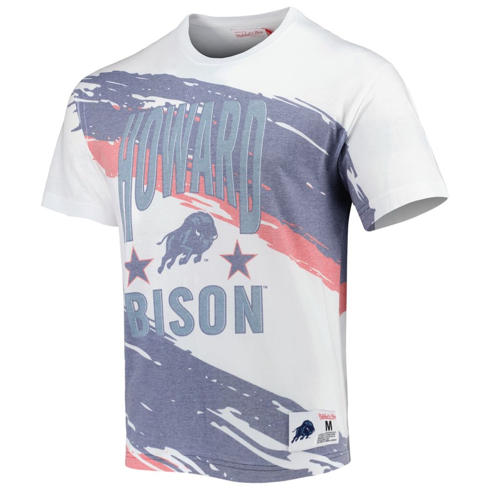 Men's Mitchell & Ness White Howard Bison Paintbrush Sublimated T-Shirt