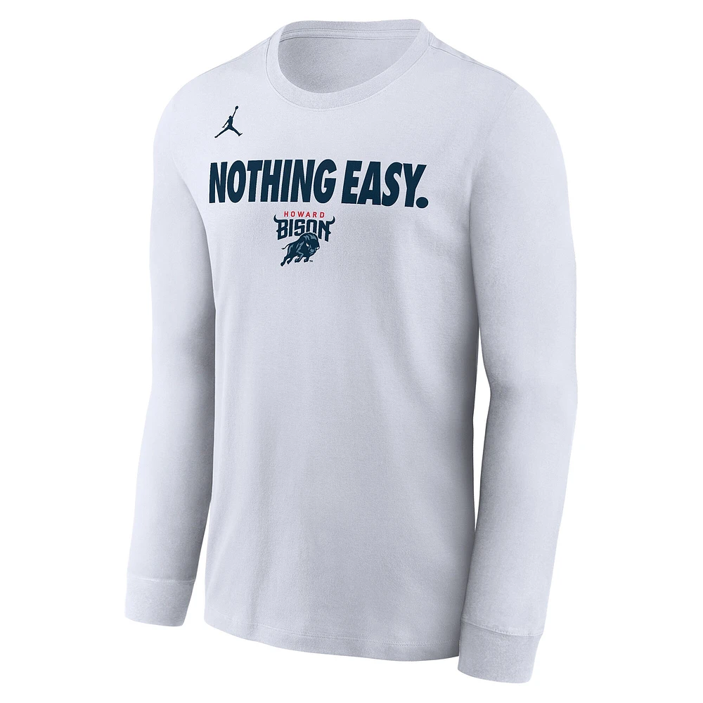 T-shirt à manches longues Nike Howard Bison 2025 On-Court Bench pour homme, blanc