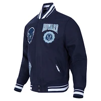 Veste à glissière complète en laine Howard Bison Crest Pro Standard pour hommes, bleu marine