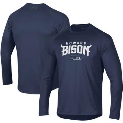 Howard Bison Under Armour Lockup Tech Raglan Long Sleeve T-Shirt - Navy