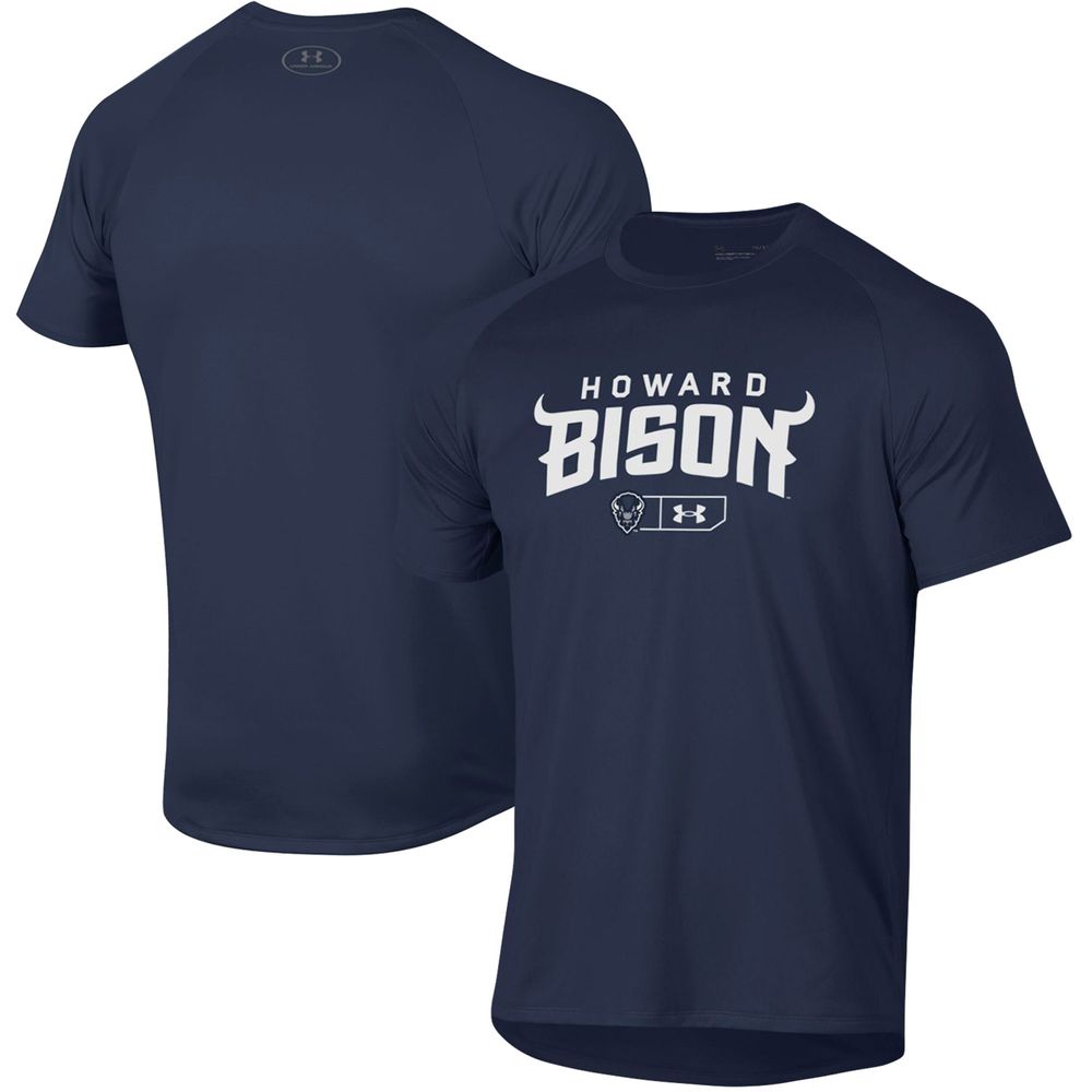 Men's Under Armour Navy Howard Bison Lockup Tech Raglan T-Shirt