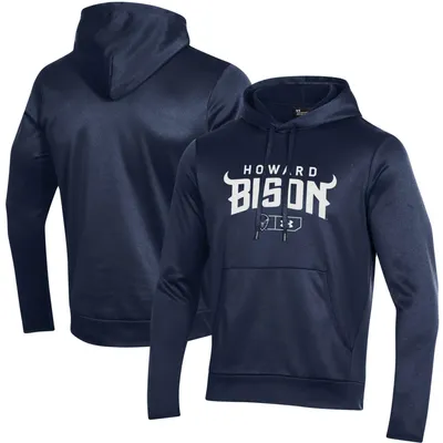 Howard Bison Under Armour Logo Lockup Fleece Performance Pullover Hoodie - Navy