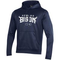 Men's Under Armour Navy Howard Bison Logo Lockup Fleece Performance Pullover Hoodie