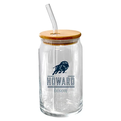 The Memory Company Howard Bison 16oz. Classic Crew Beer Glass with Bamboo Lid