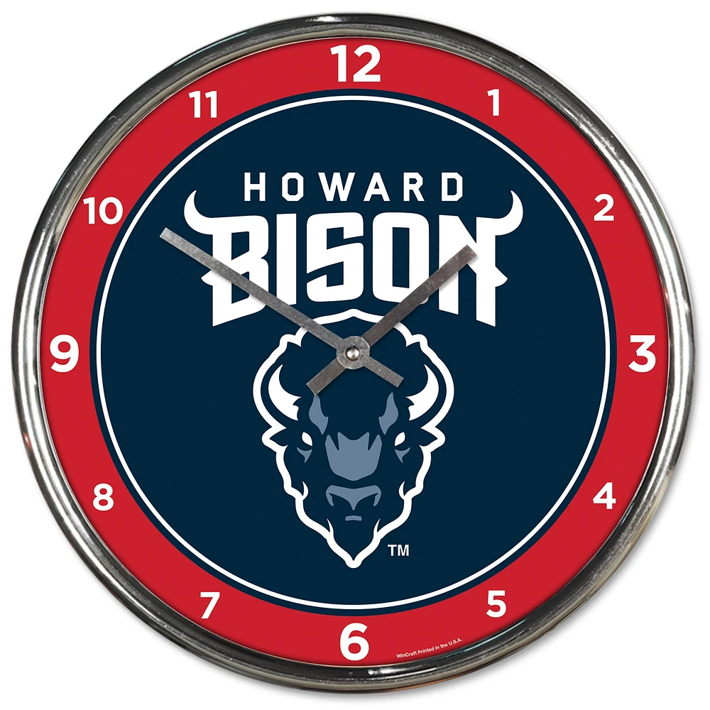 Horloge murale chromée WinCraft Howard Bison Team