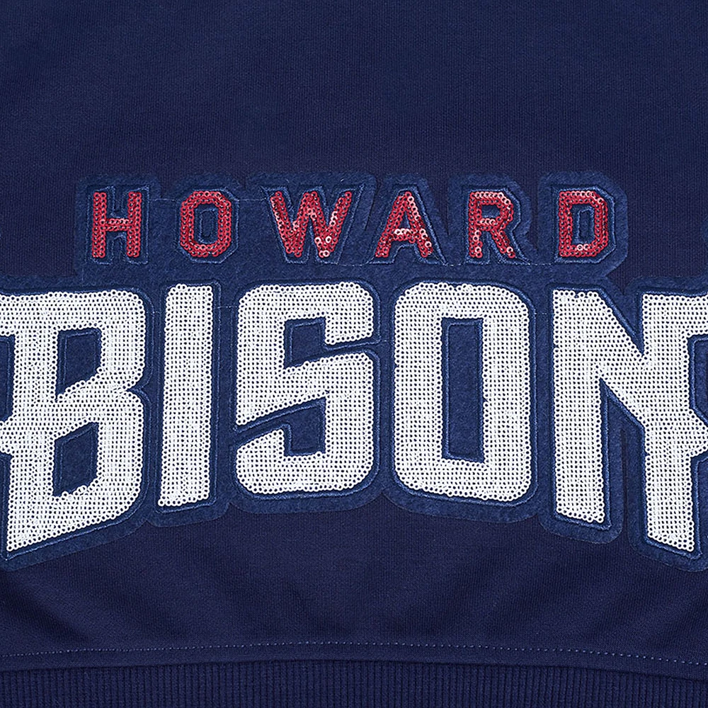 Women's Pro Standard  Navy Howard Bison Game Day Sequin Full-Zip Hoodie Jacket