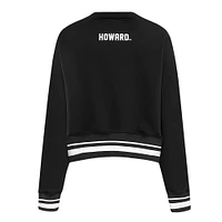 Women's Pro Standard  Black Howard Bison Pearl Cropped Pullover Sweatshirt