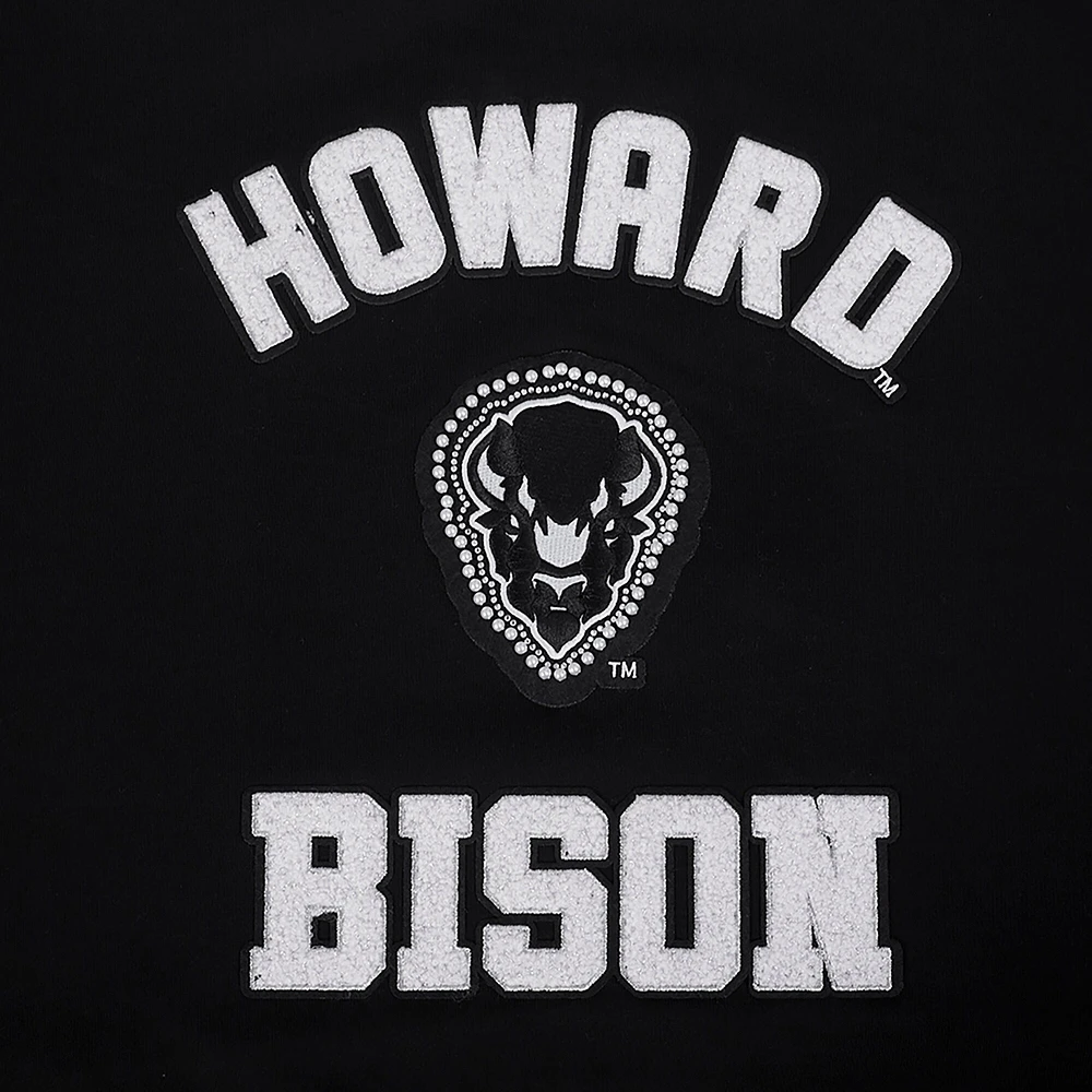 Women's Pro Standard  Black Howard Bison Pearl Cropped Pullover Sweatshirt