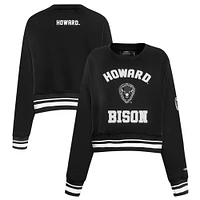 Women's Pro Standard  Black Howard Bison Pearl Cropped Pullover Sweatshirt