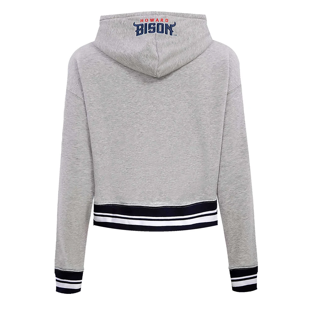 Sweat à capuche court en polaire Howard Bison Script Tail Pro Standard pour femmes, gris chiné