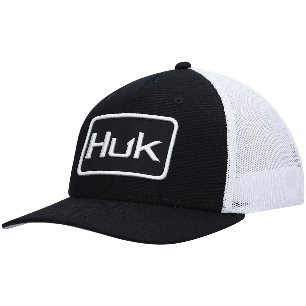 Men's Huk Black Solid Trucker Flex Hat