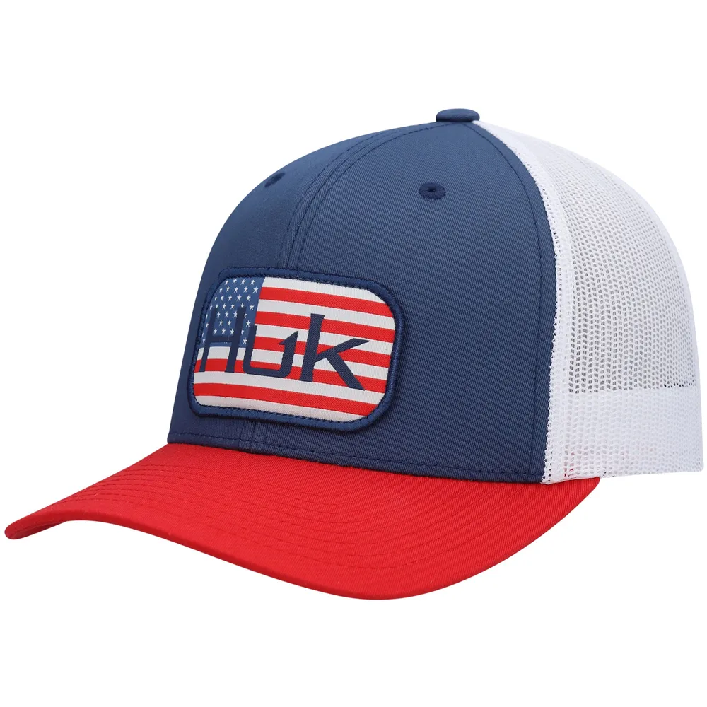 Huk Men's Huk Blue Americana Color Block Trucker Snapback Hat