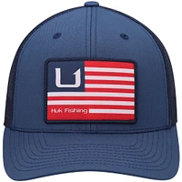 Men's Huk Blue Huks and Bars American Trucker Snapback Hat