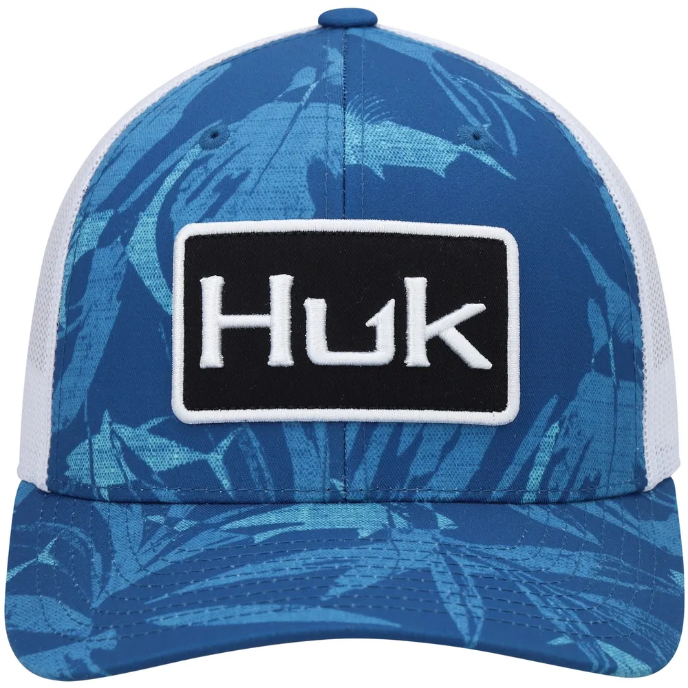 Men's Huk Blue Ocean Palm Trucker Snapback Hat