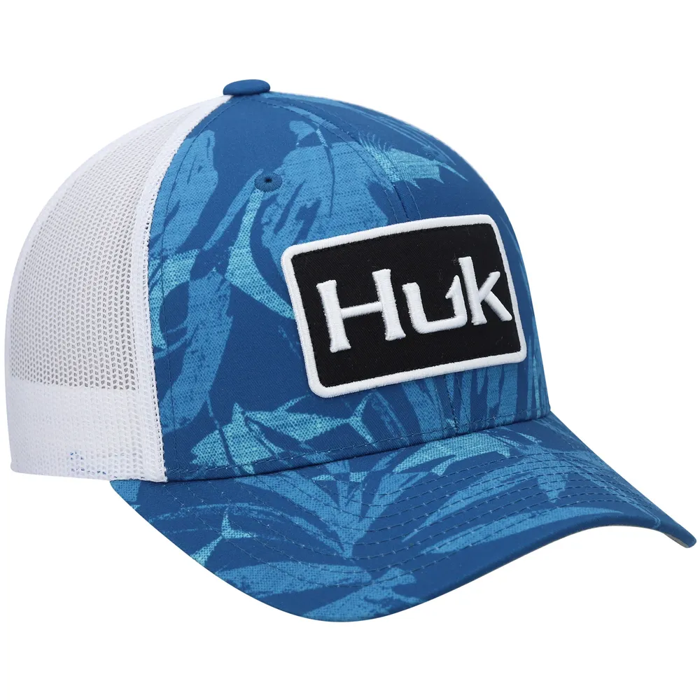 Men's Huk Blue Ocean Palm Trucker Snapback Hat