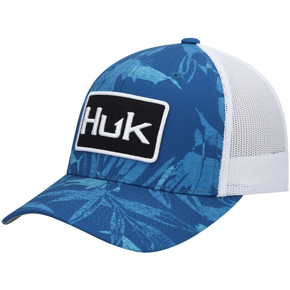 Men's Huk Blue Ocean Palm Trucker Snapback Hat