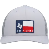 Men's Huk Gray Big State Trucker Snapback Hat