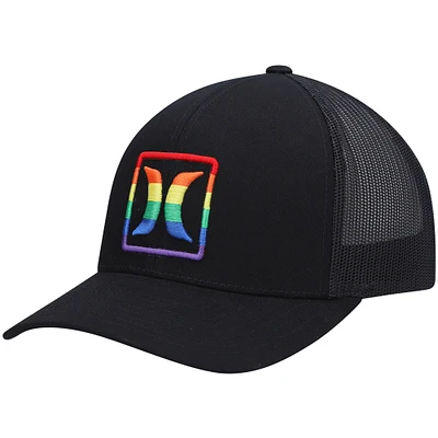 Men's Hurley Black Logo Pride Icon Trucker - Snapback Hat