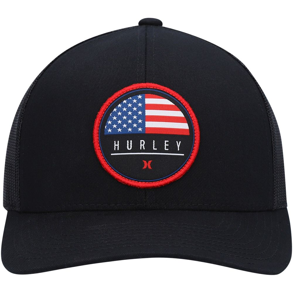 Men's Hurley Black Staple Destination United States Trucker - Snapback Hat