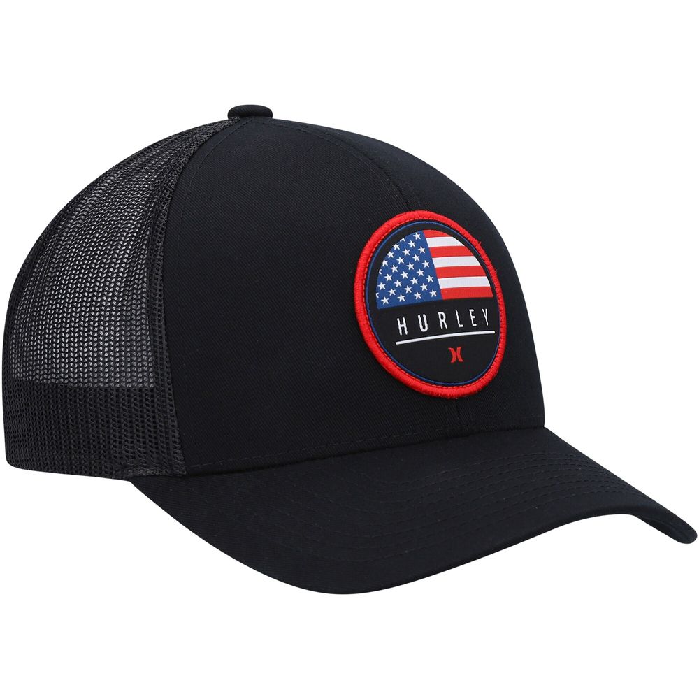 Men's Hurley Black Staple Destination United States Trucker - Snapback Hat