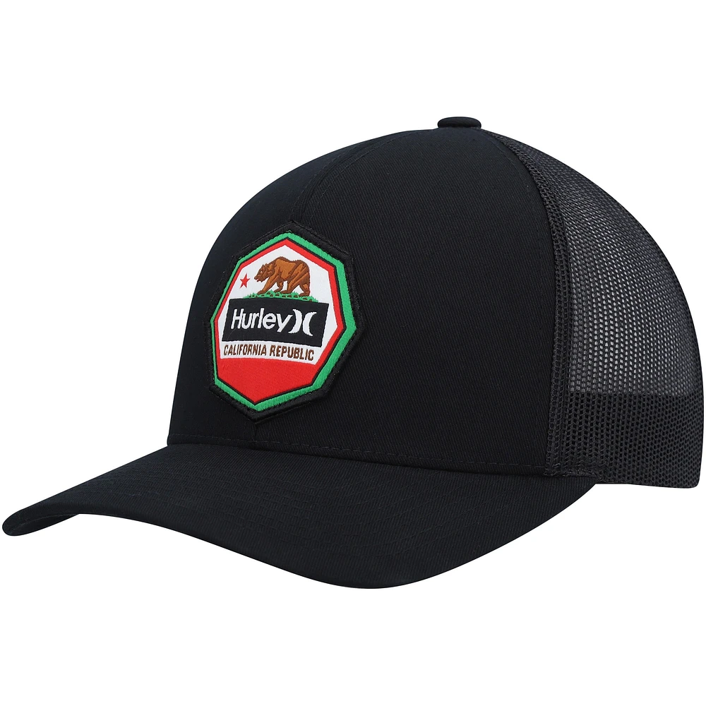 Casquette Snapback Hurley Ultra Destination California Republic Trucker noire pour hommes