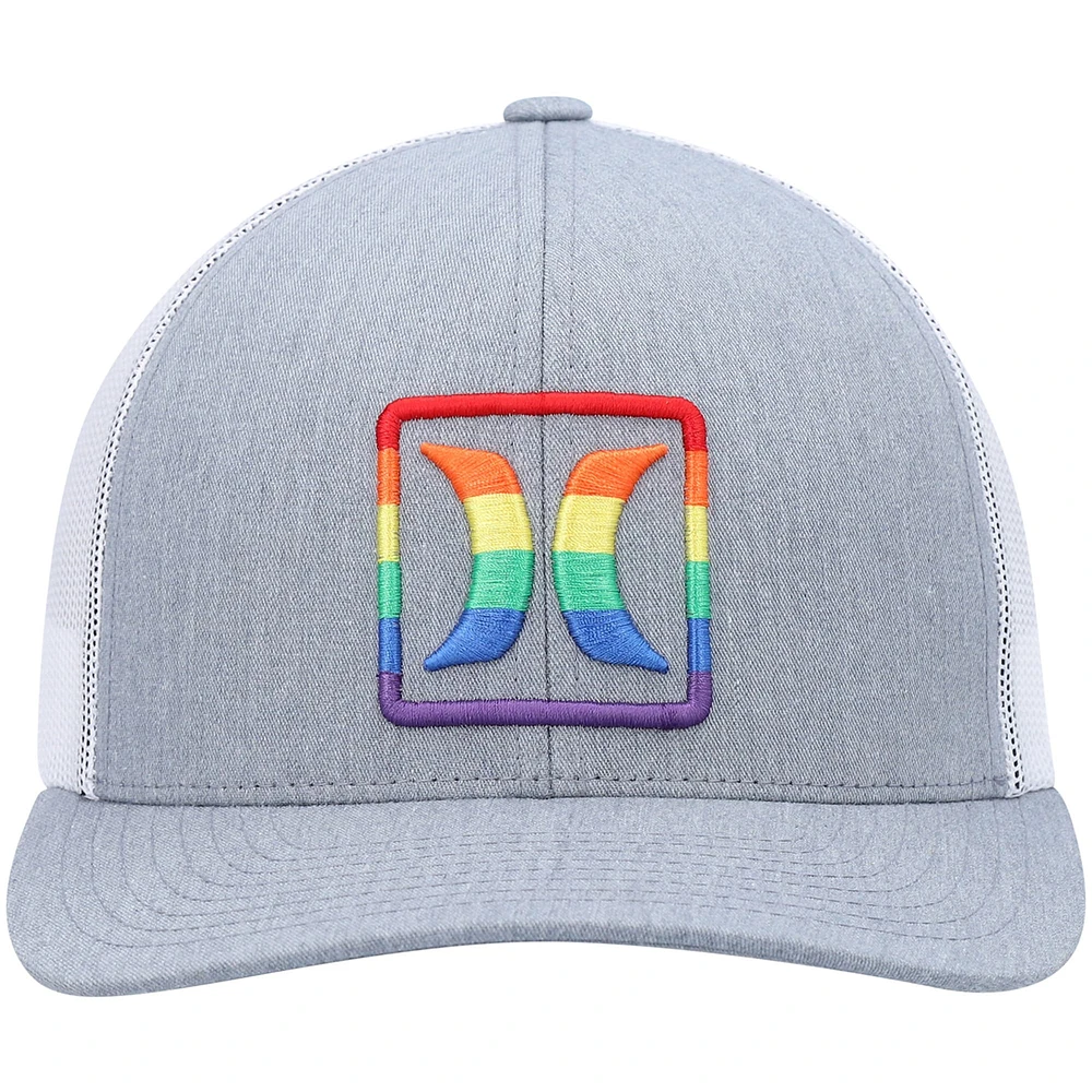 Men's Hurley Gray Logo Pride Icon Trucker - Snapback Hat