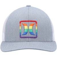 Men's Hurley Gray Logo Pride Icon Trucker - Snapback Hat